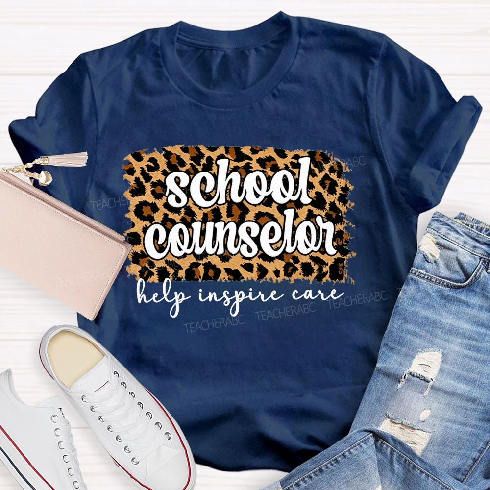 School Counselor Help Inspire Care Leopard Print T-shirt