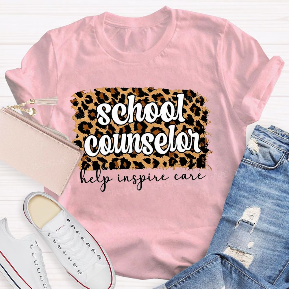 School Counselor Help Inspire Care Leopard Print T-shirt