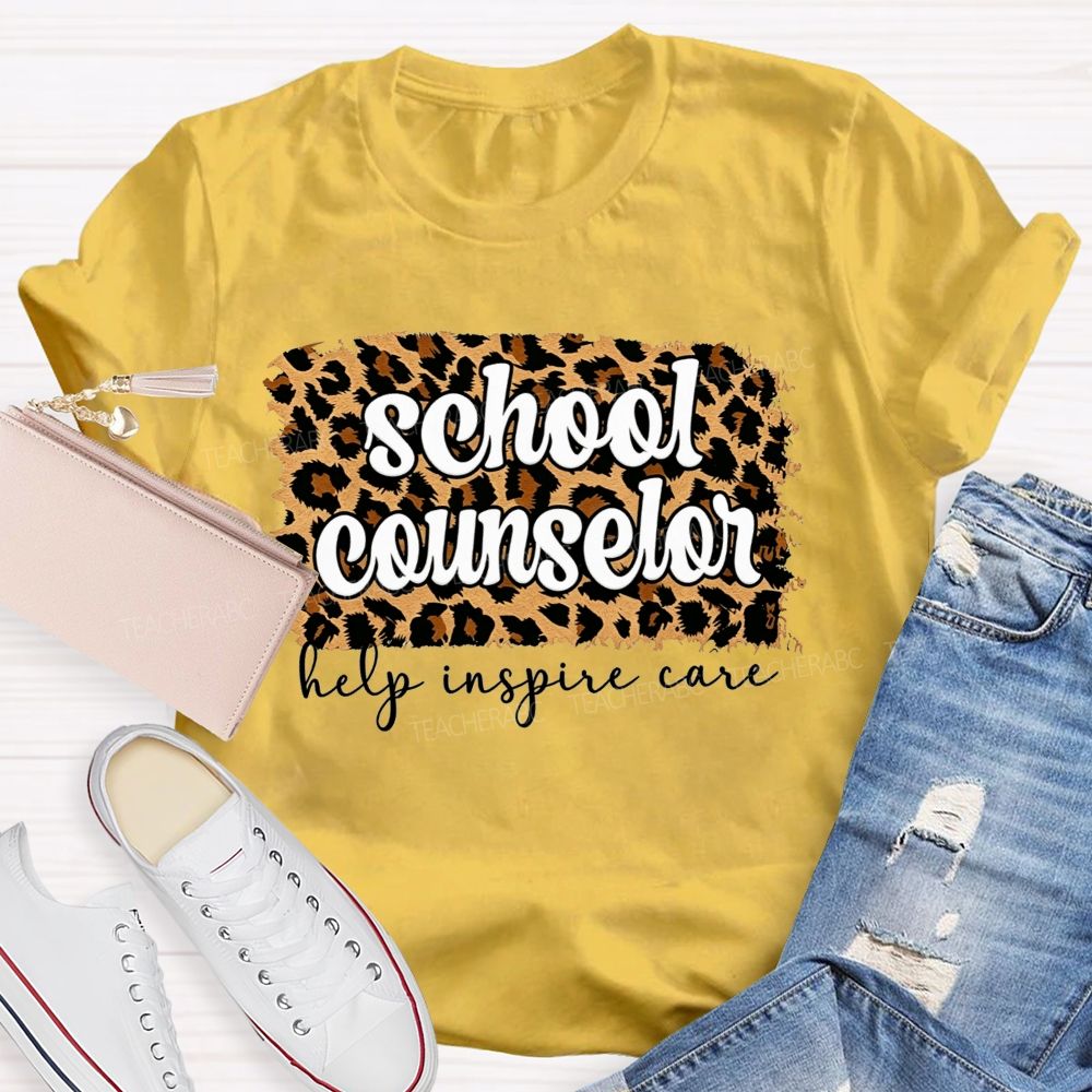 School Counselor Help Inspire Care Leopard Print T-shirt