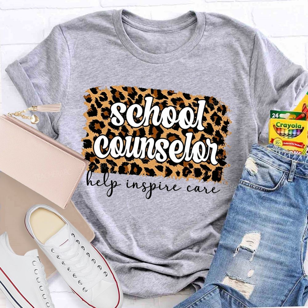 School Counselor Help Inspire Care Leopard Print T-shirt
