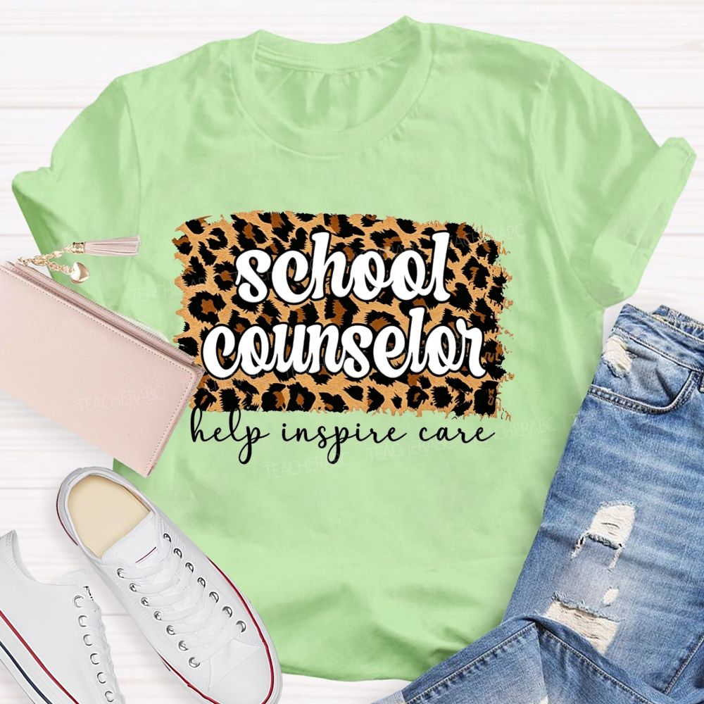 School Counselor Help Inspire Care Leopard Print T-shirt