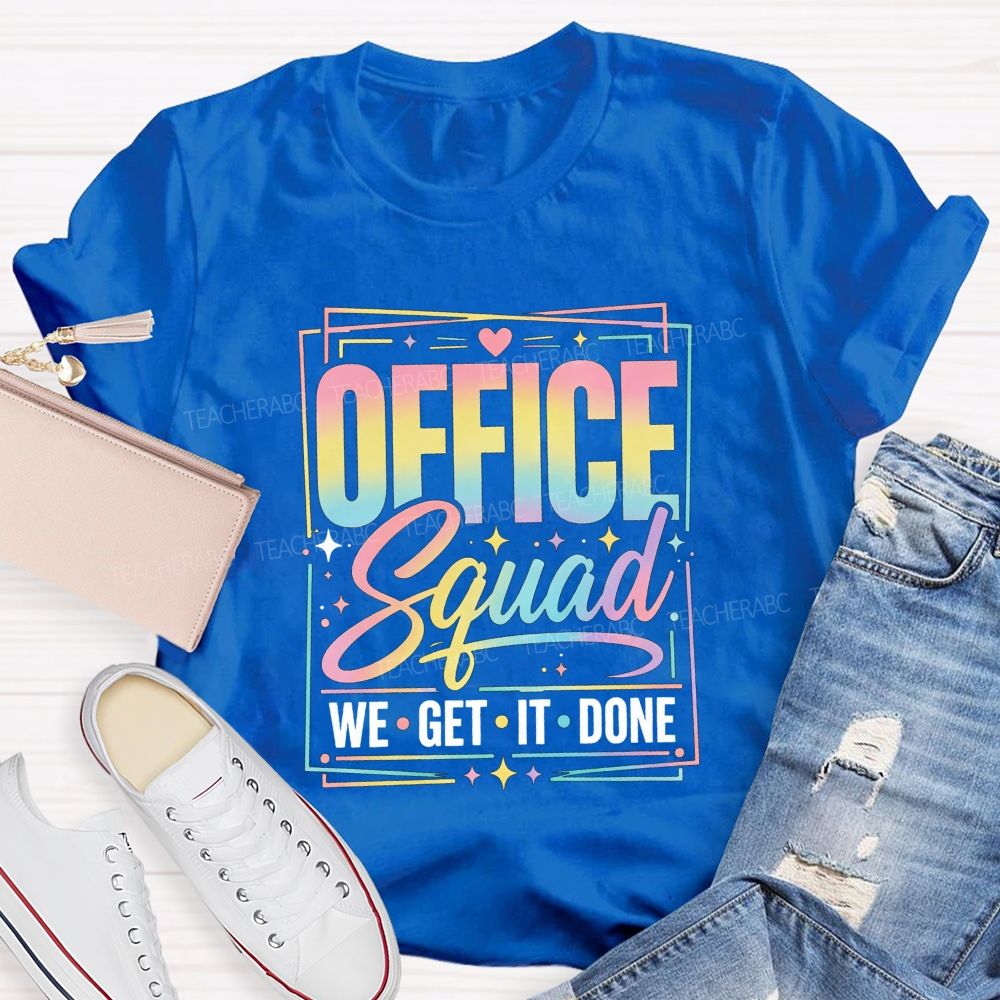 Office Squad We Get It Done Rainbow Pastel T-shirt