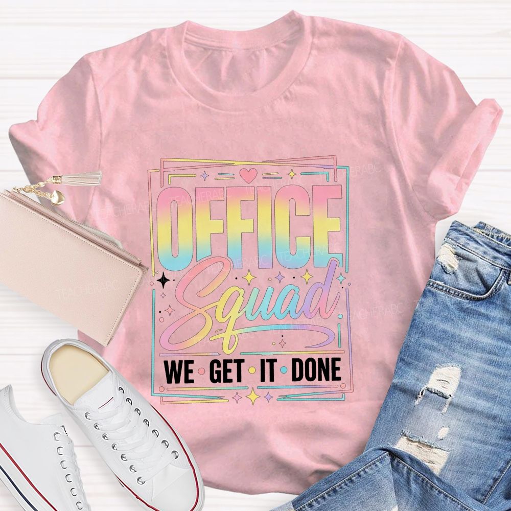 Office Squad We Get It Done Rainbow Pastel T-shirt