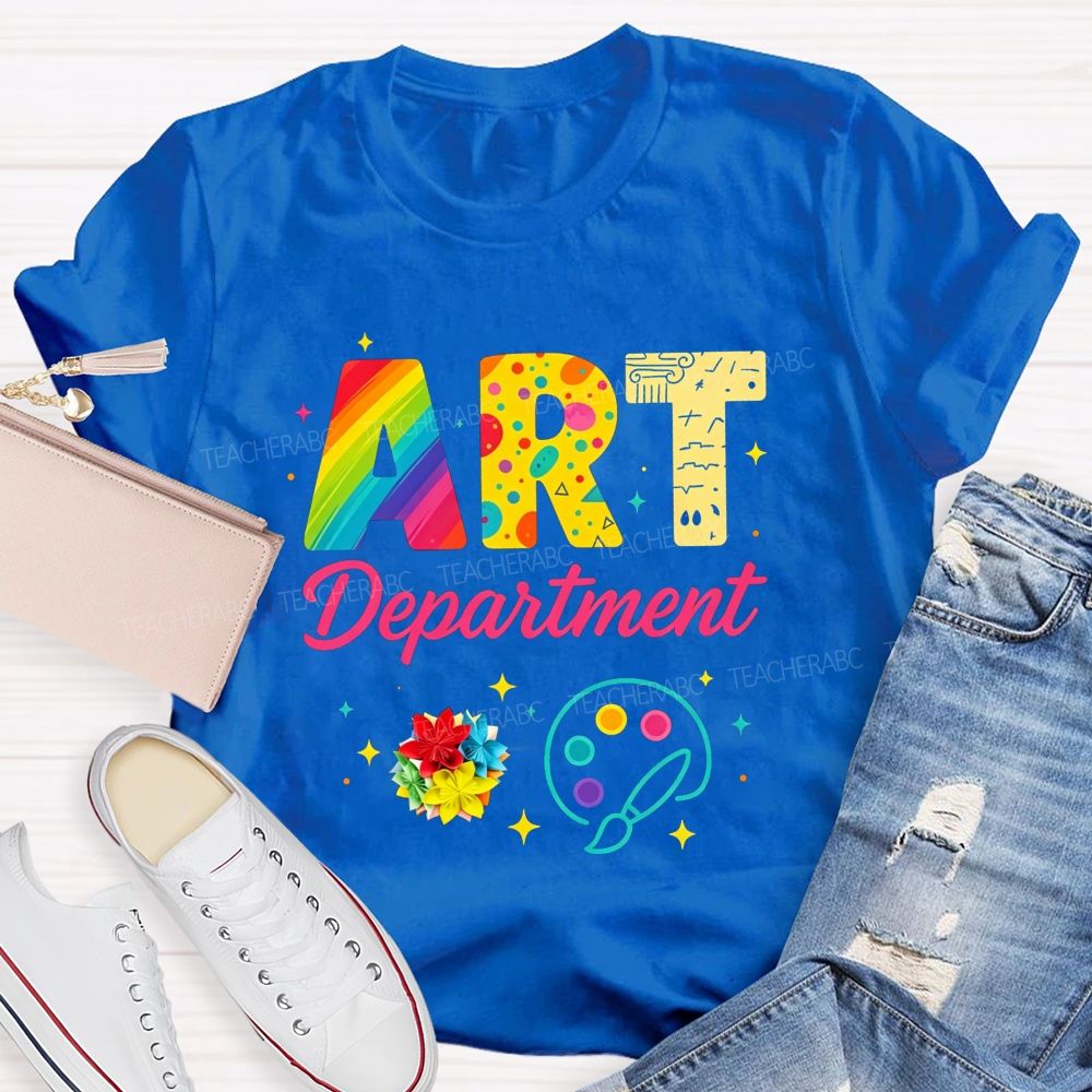 Art Department Rainbow Letter Paint Palette Art Teacher T-shirt