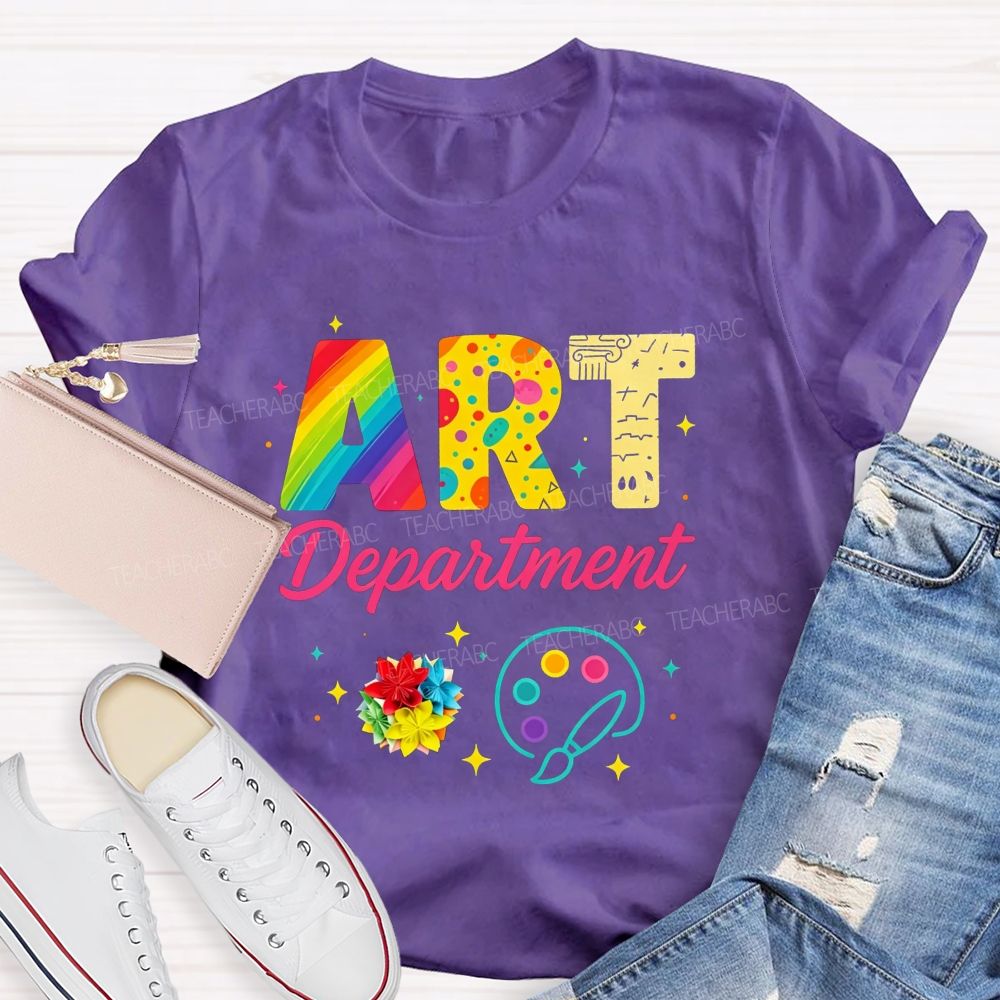 Art Department Rainbow Letter Paint Palette Art Teacher T-shirt