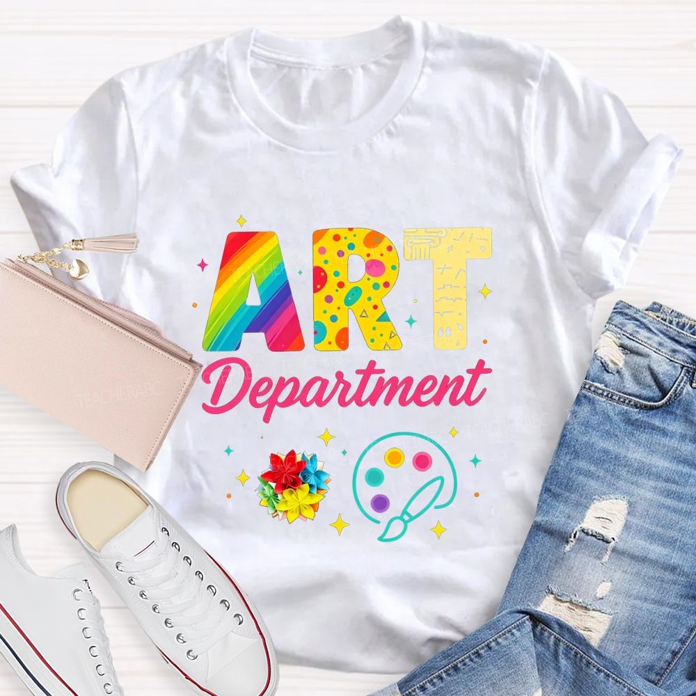 Art Department Rainbow Letter Paint Palette Art Teacher T-shirt