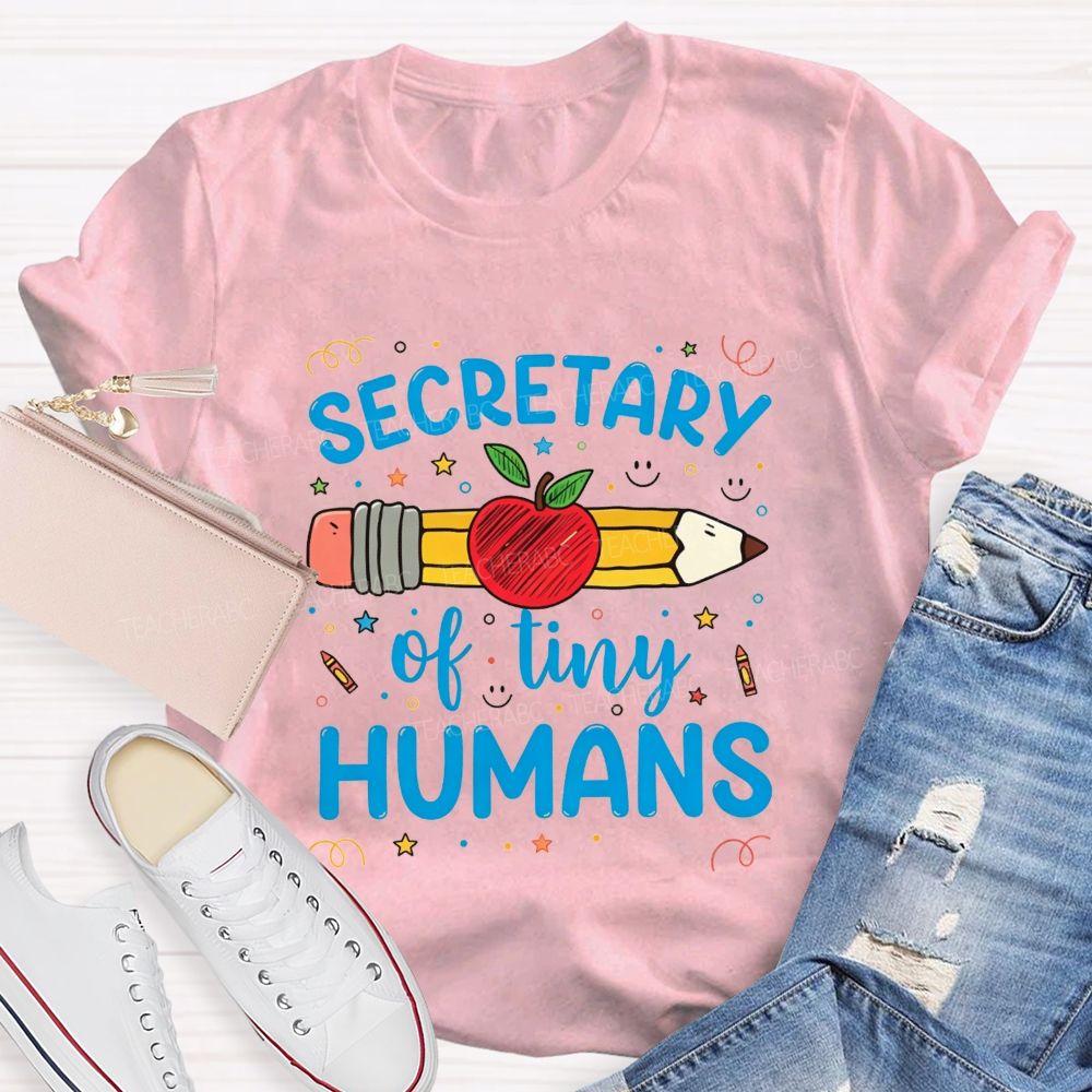 Secretary Of Tiny Humans Pencil Apple T-shirt