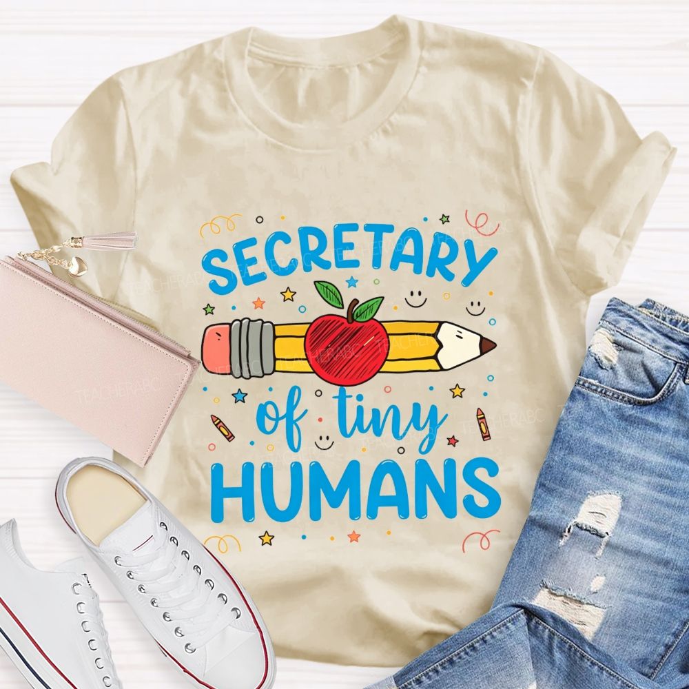 Secretary Of Tiny Humans Pencil Apple T-shirt