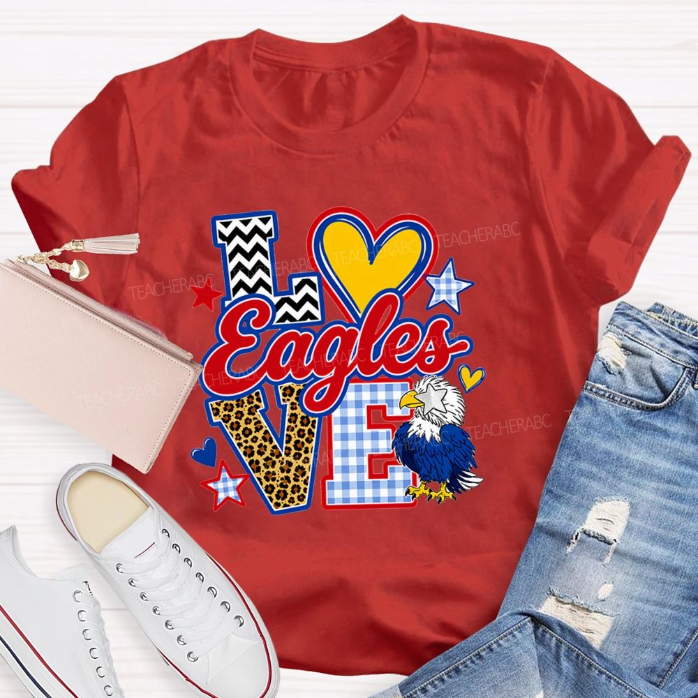 Personalized Mascot Leopard Strip Love Teacher T-Shirt