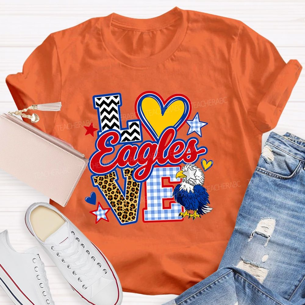 Personalized Mascot Leopard Strip Love Teacher T-Shirt