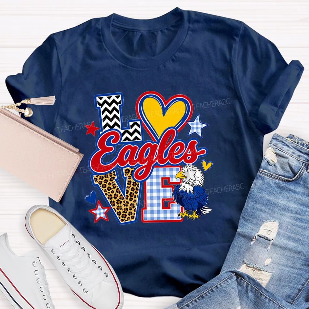 Personalized Mascot Leopard Strip Love Teacher T-Shirt