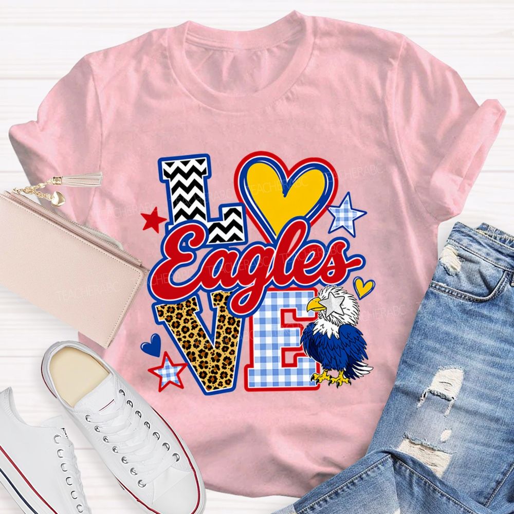 Personalized Mascot Leopard Strip Love Teacher T-Shirt