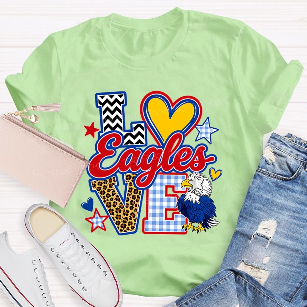 Personalized Mascot Leopard Strip Love Teacher T-Shirt