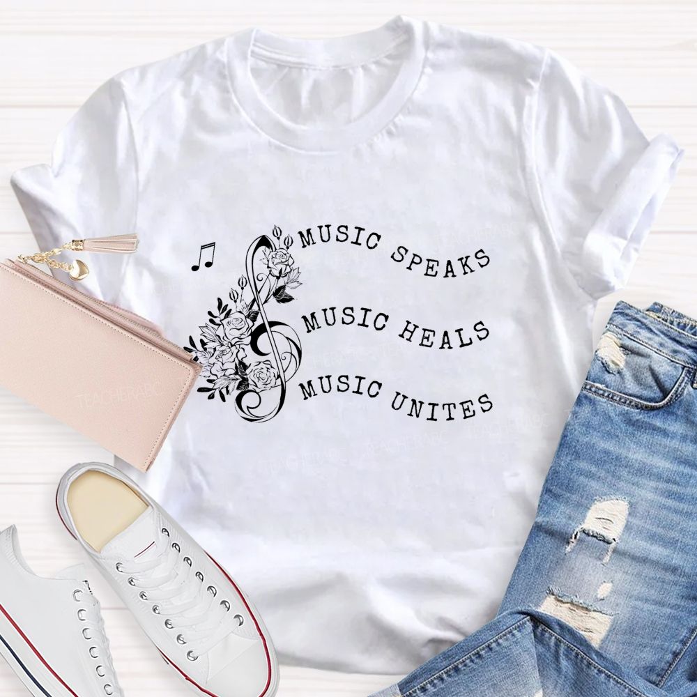 Music Spaeck Music Heals Music Unites Teacher T-shirt