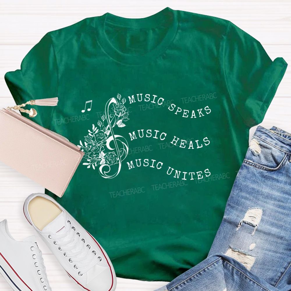 Music Spaeck Music Heals Music Unites Teacher T-shirt