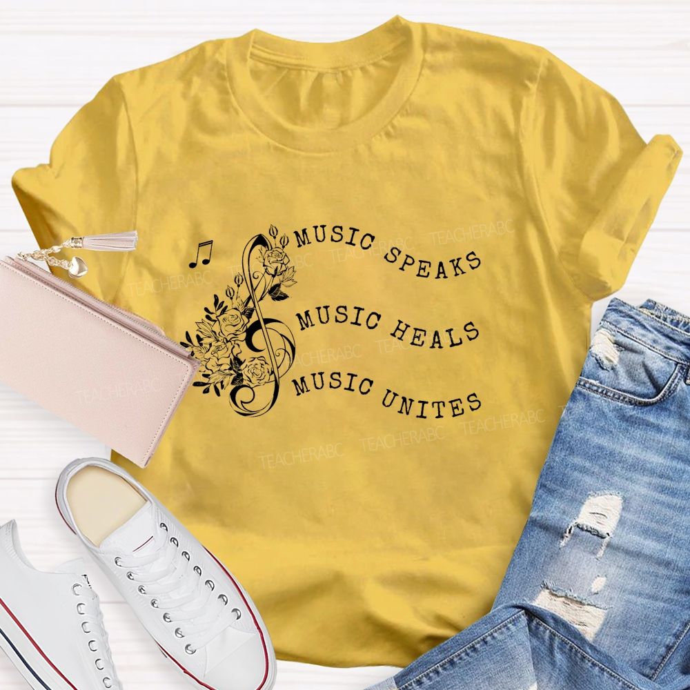 Music Spaeck Music Heals Music Unites Teacher T-shirt