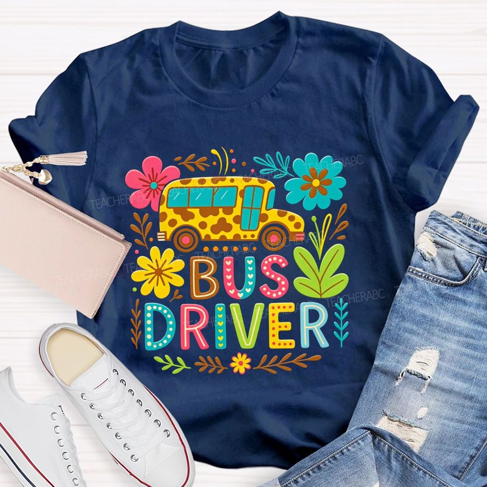 Leopard School Bus Bus Driver Groovy Sublimation T-shirt