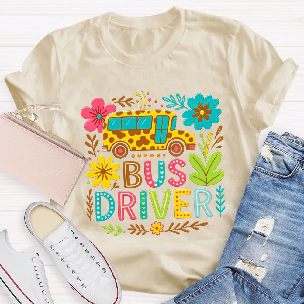 Leopard School Bus Bus Driver Groovy Sublimation T-shirt