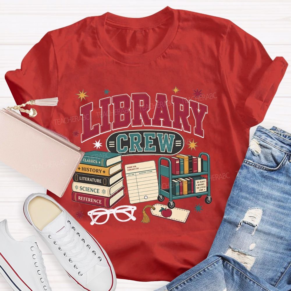 Library Crew Book Cart Librarian T-shirt