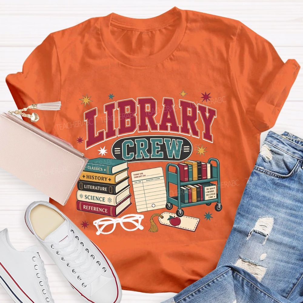 Library Crew Book Cart Librarian T-shirt