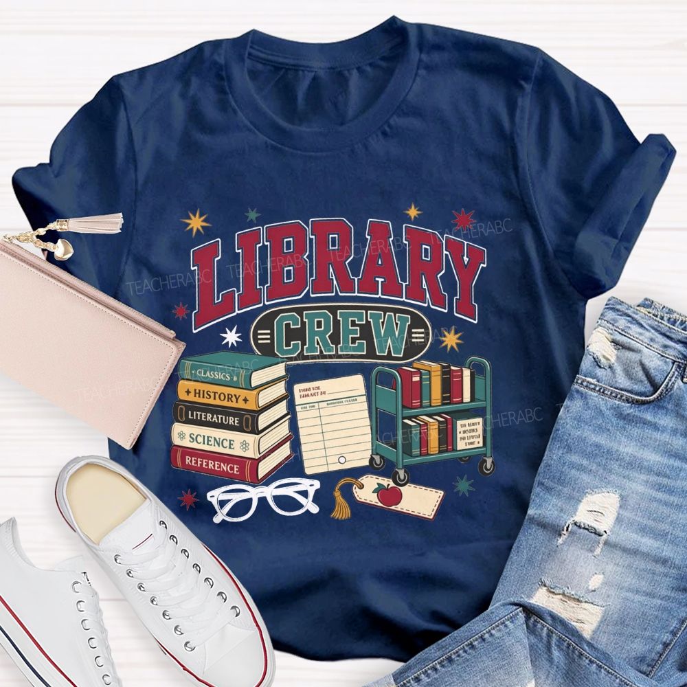 Library Crew Book Cart Librarian T-shirt
