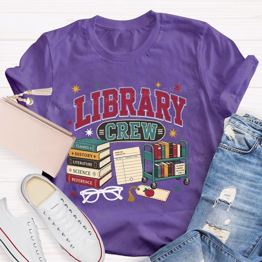 Library Crew Book Cart Librarian T-shirt