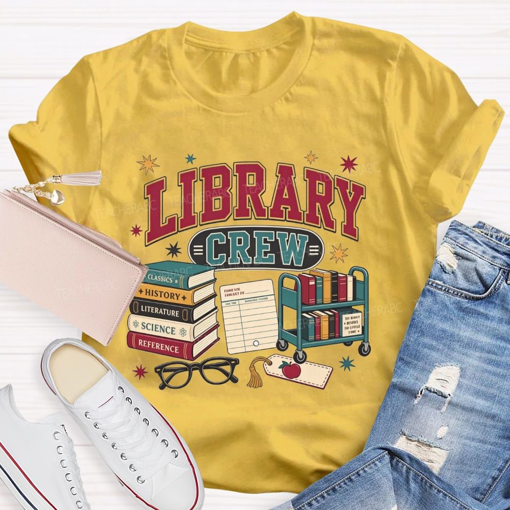 Library Crew Book Cart Librarian T-shirt
