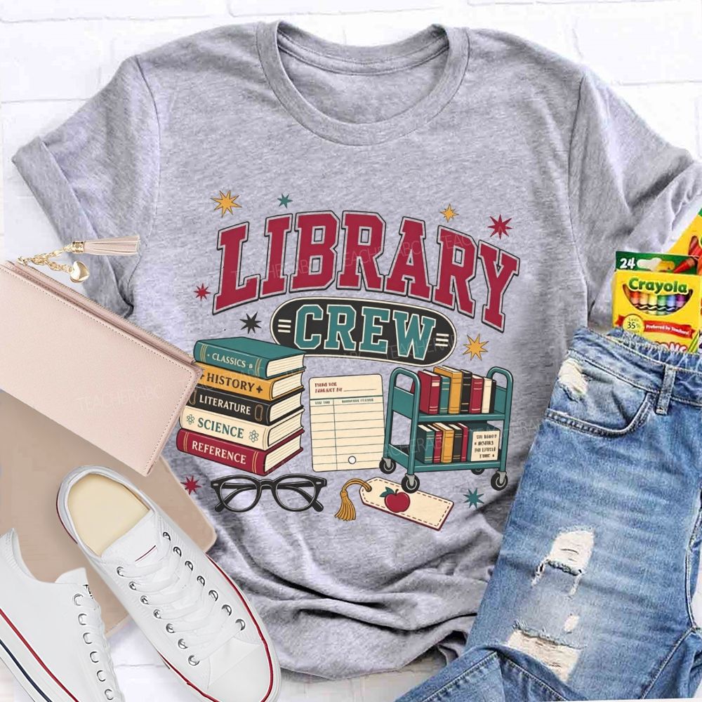 Library Crew Book Cart Librarian T-shirt