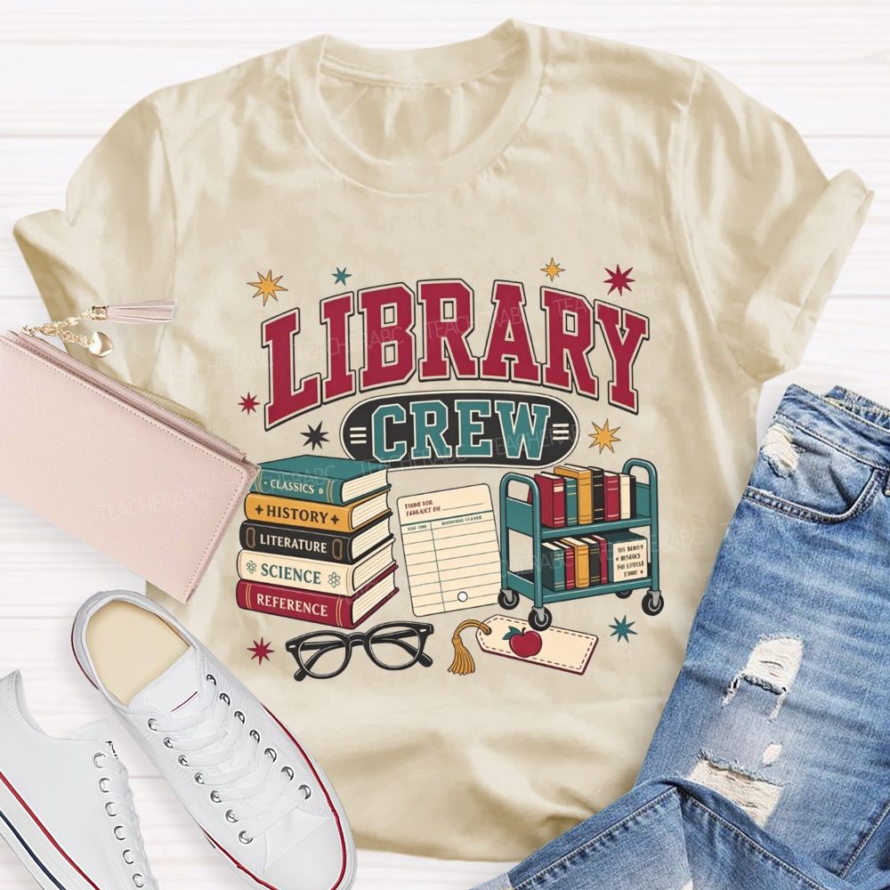 Library Crew Book Cart Librarian T-shirt