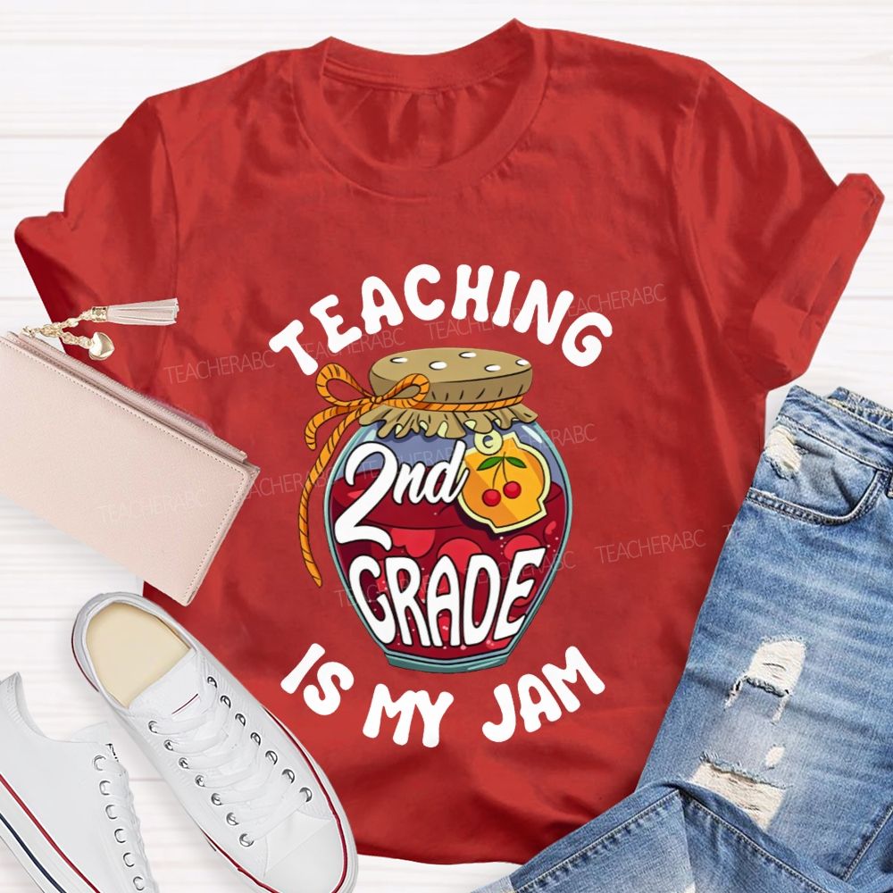 Personalized Grade Teaching 2nd Grade Is My Jam Cherry Teacher T-shirt