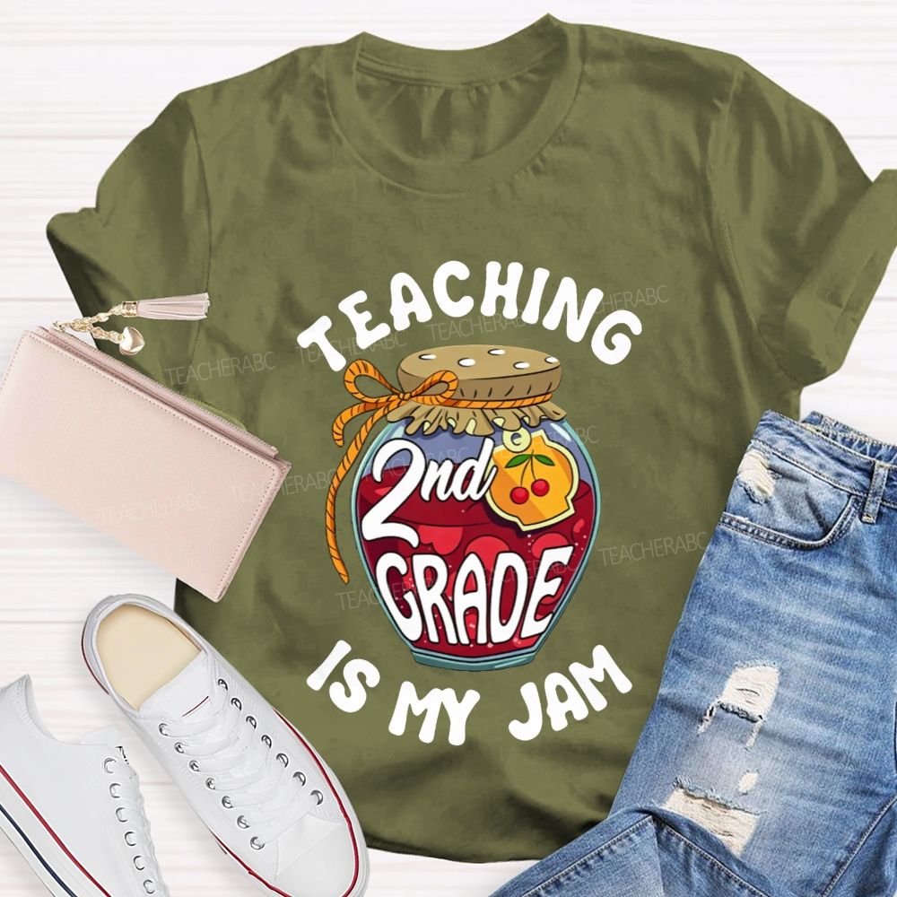 Personalized Grade Teaching 2nd Grade Is My Jam Cherry Teacher T-shirt