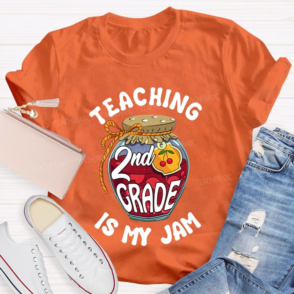 Personalized Grade Teaching 2nd Grade Is My Jam Cherry Teacher T-shirt