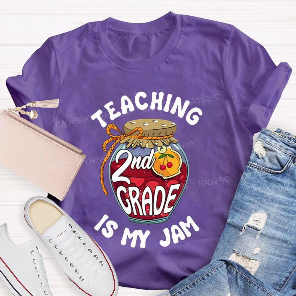 Personalized Grade Teaching 2nd Grade Is My Jam Cherry Teacher T-shirt