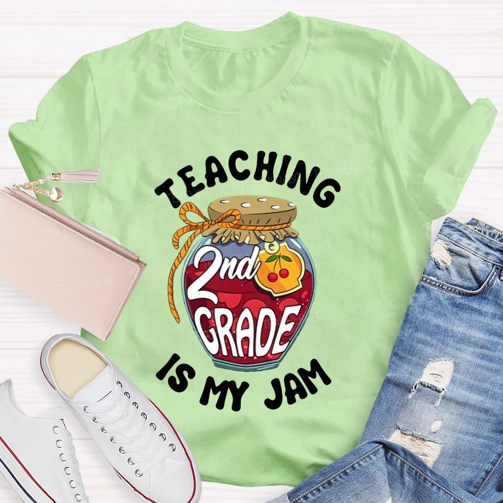 Personalized Grade Teaching 2nd Grade Is My Jam Cherry Teacher T-shirt