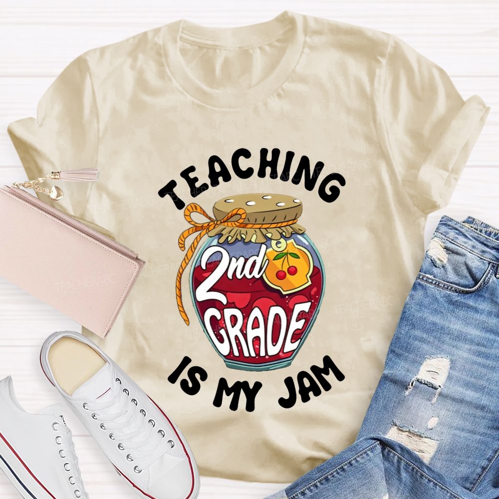 Personalized Grade Teaching 2nd Grade Is My Jam Cherry Teacher T-shirt