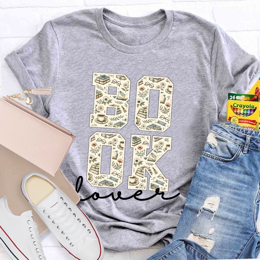 Book Lover Book Floral Coffee Glasses Teacher T-shirt