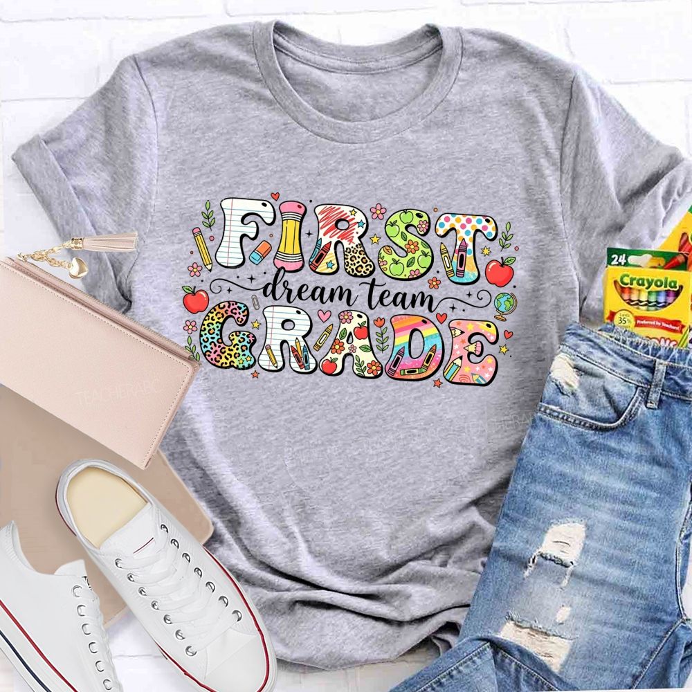 Personalized Grade Dream Team Let'S Learn And Grow Together Teacher T-shirt