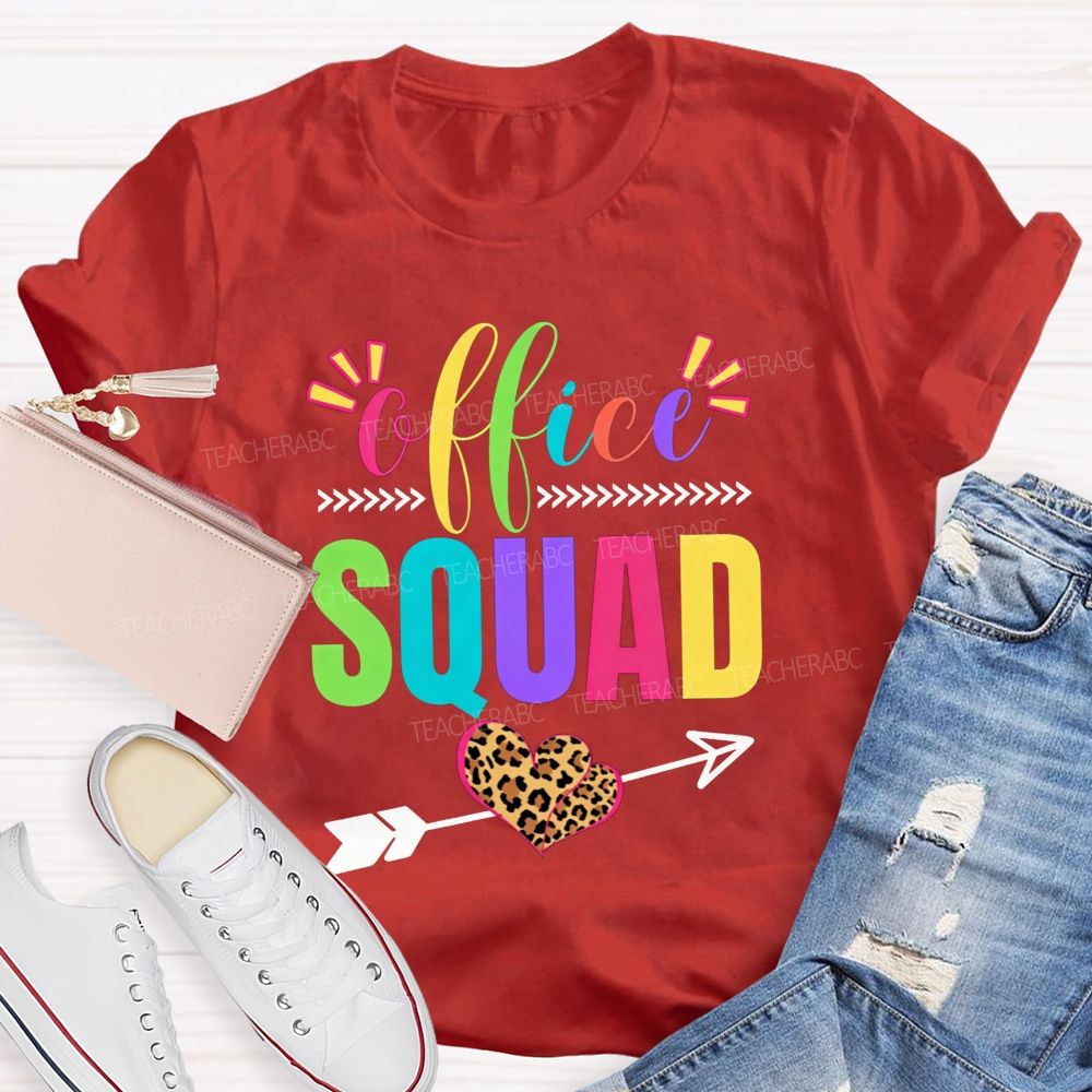 Office Squad Colorful Leopard Heart T-shirt