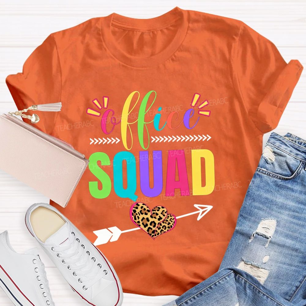 Office Squad Colorful Leopard Heart T-shirt