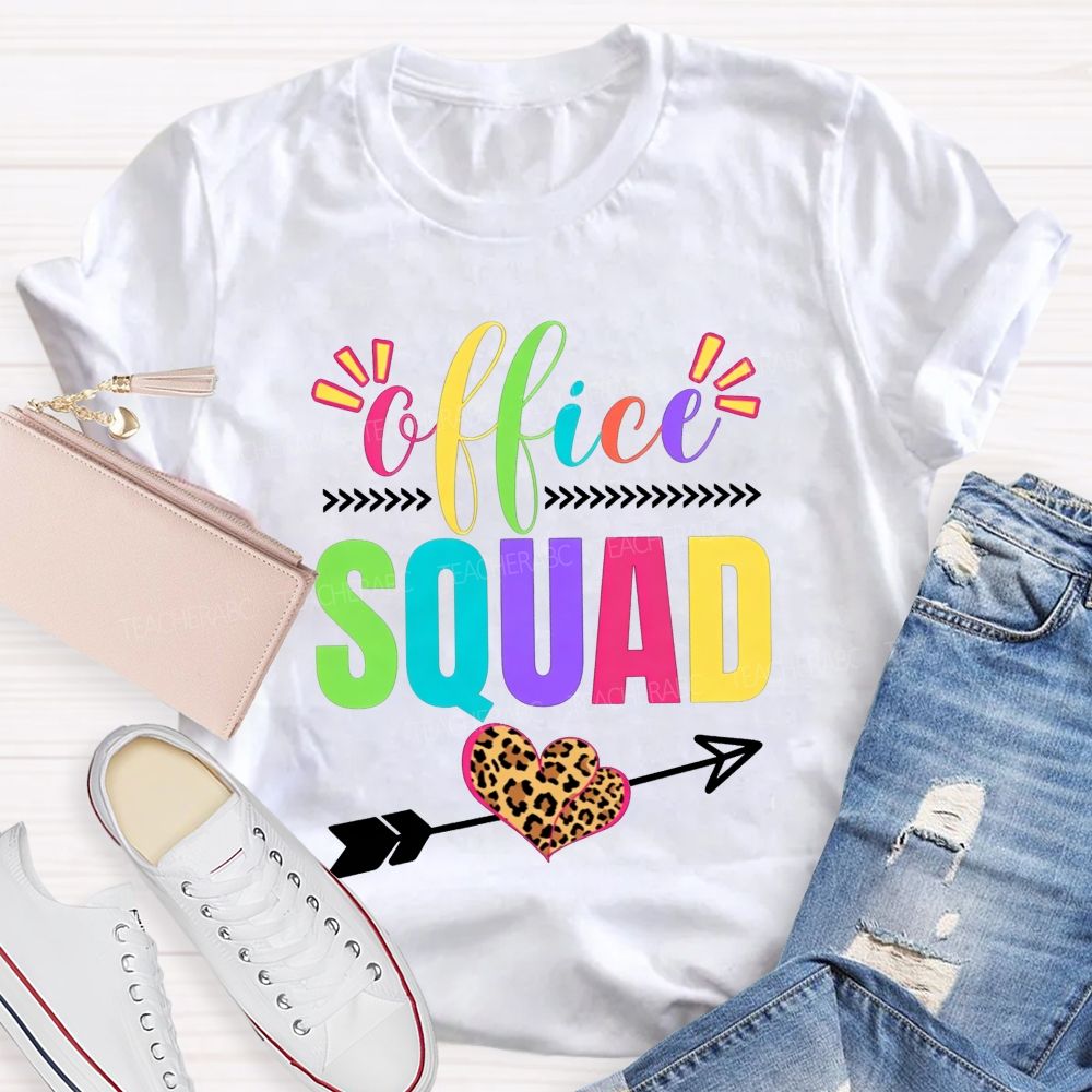 Office Squad Colorful Leopard Heart T-shirt