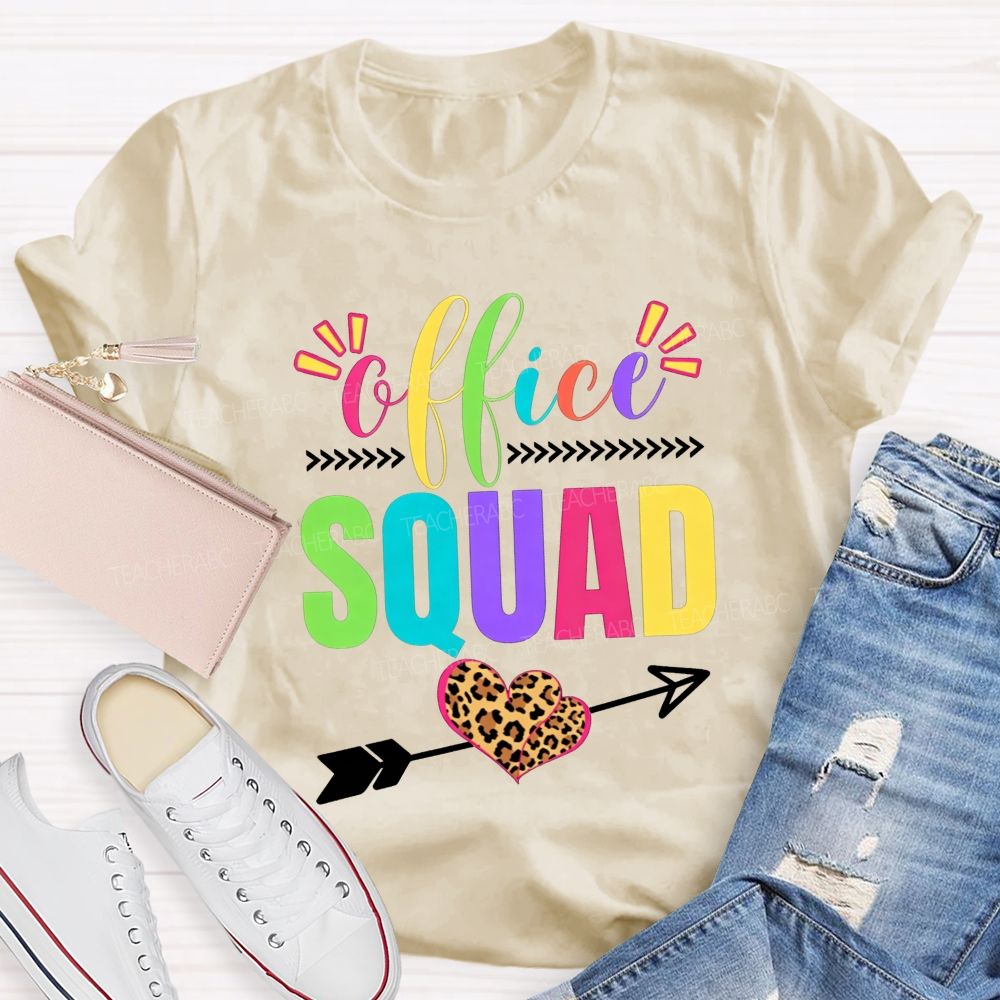 Office Squad Colorful Leopard Heart T-shirt