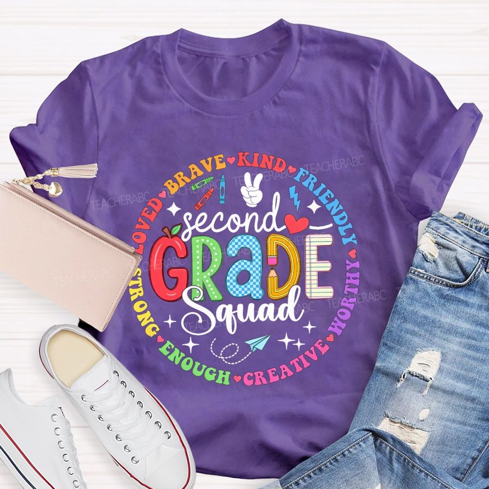 Personalized Grade Squad Loved Brave Kind Friendly Worthy Creative Enough Teacher T-shirt