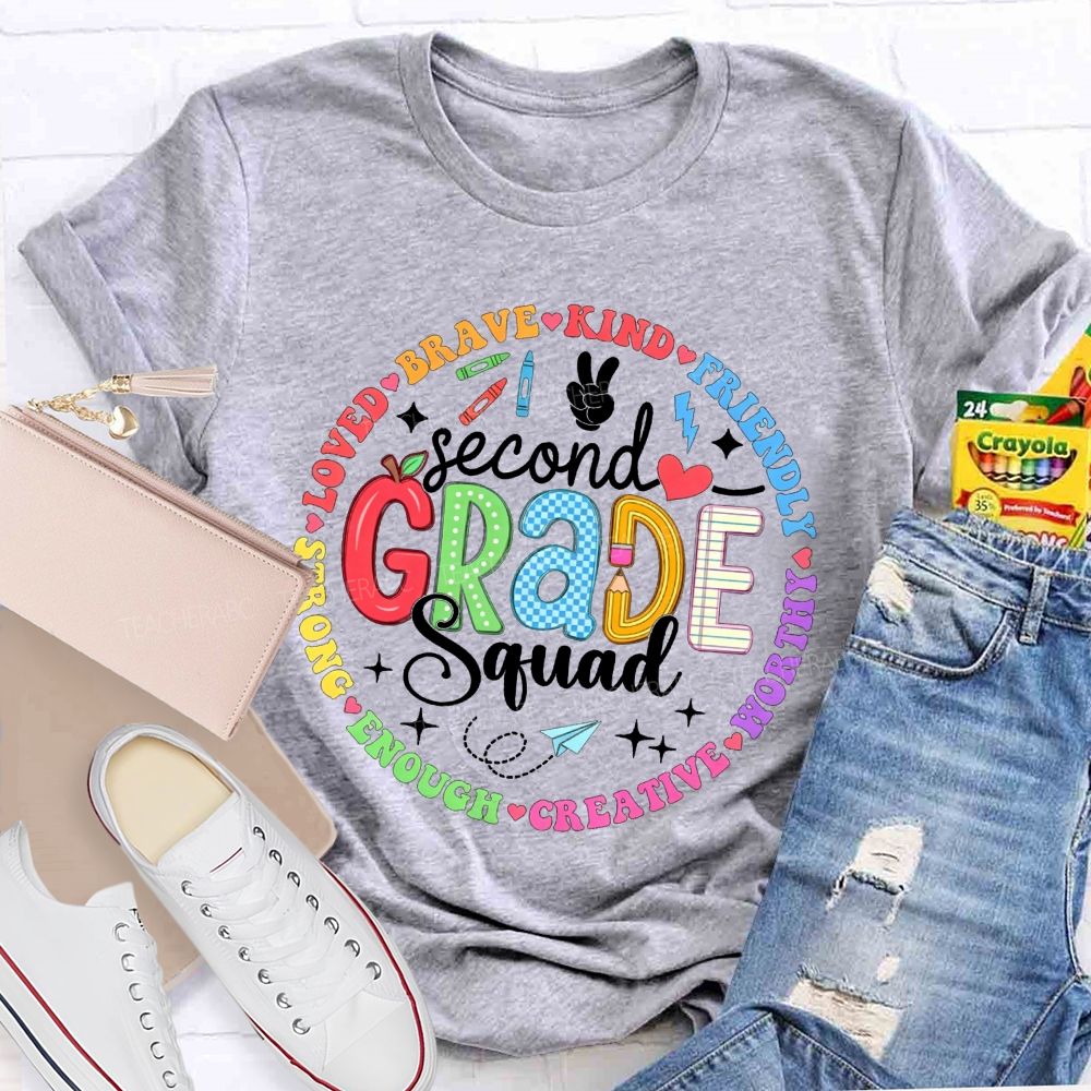 Personalized Grade Squad Loved Brave Kind Friendly Worthy Creative Enough Teacher T-shirt