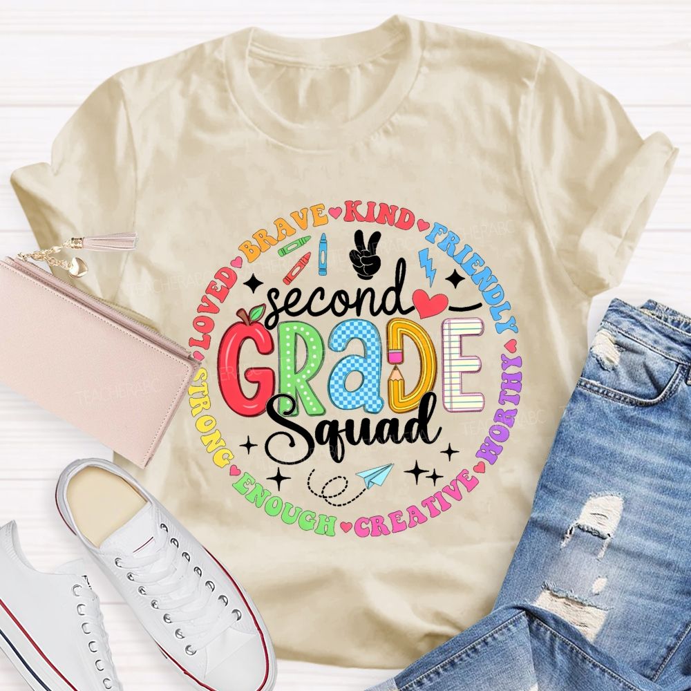 Personalized Grade Squad Loved Brave Kind Friendly Worthy Creative Enough Teacher T-shirt