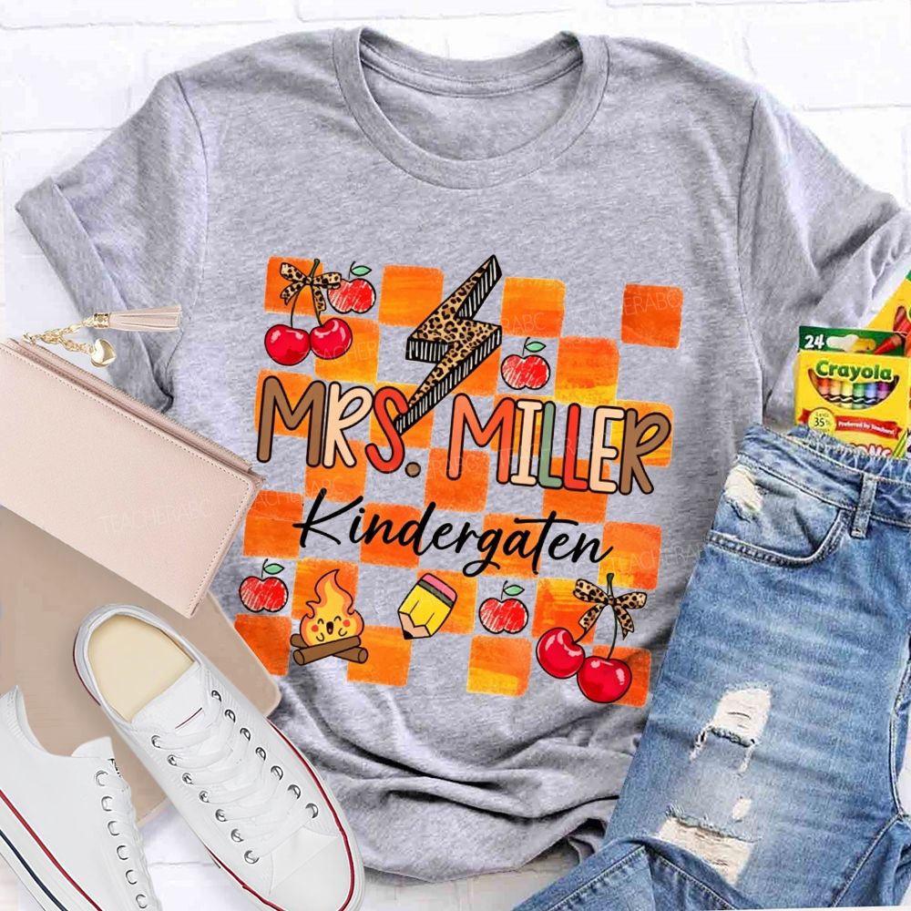 Personalized Name And Grade Little Kindergarten Learners Teacher T-shirt