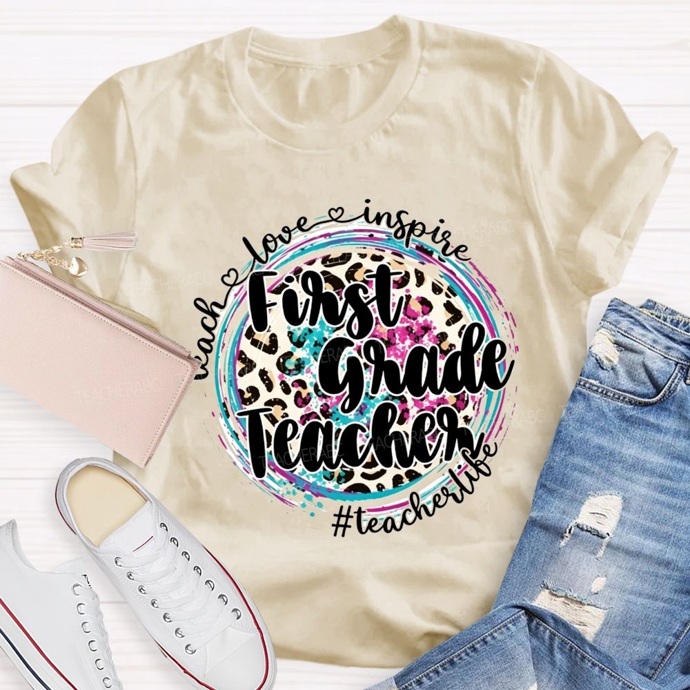 Personalized Grade Teacher Teach Love Inspire Teacher Life T-shirt