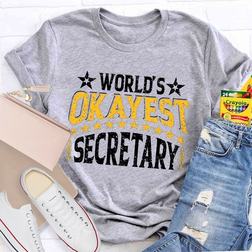 World'S Okayest Secretary Star Design T-shirt