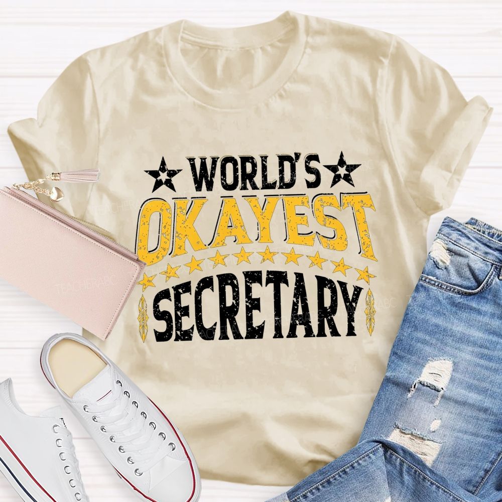 World'S Okayest Secretary Star Design T-shirt