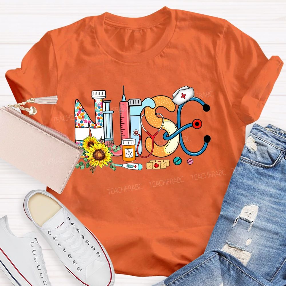 Nurse Hat Stethoscope Bandage Nurse Life T-shirt