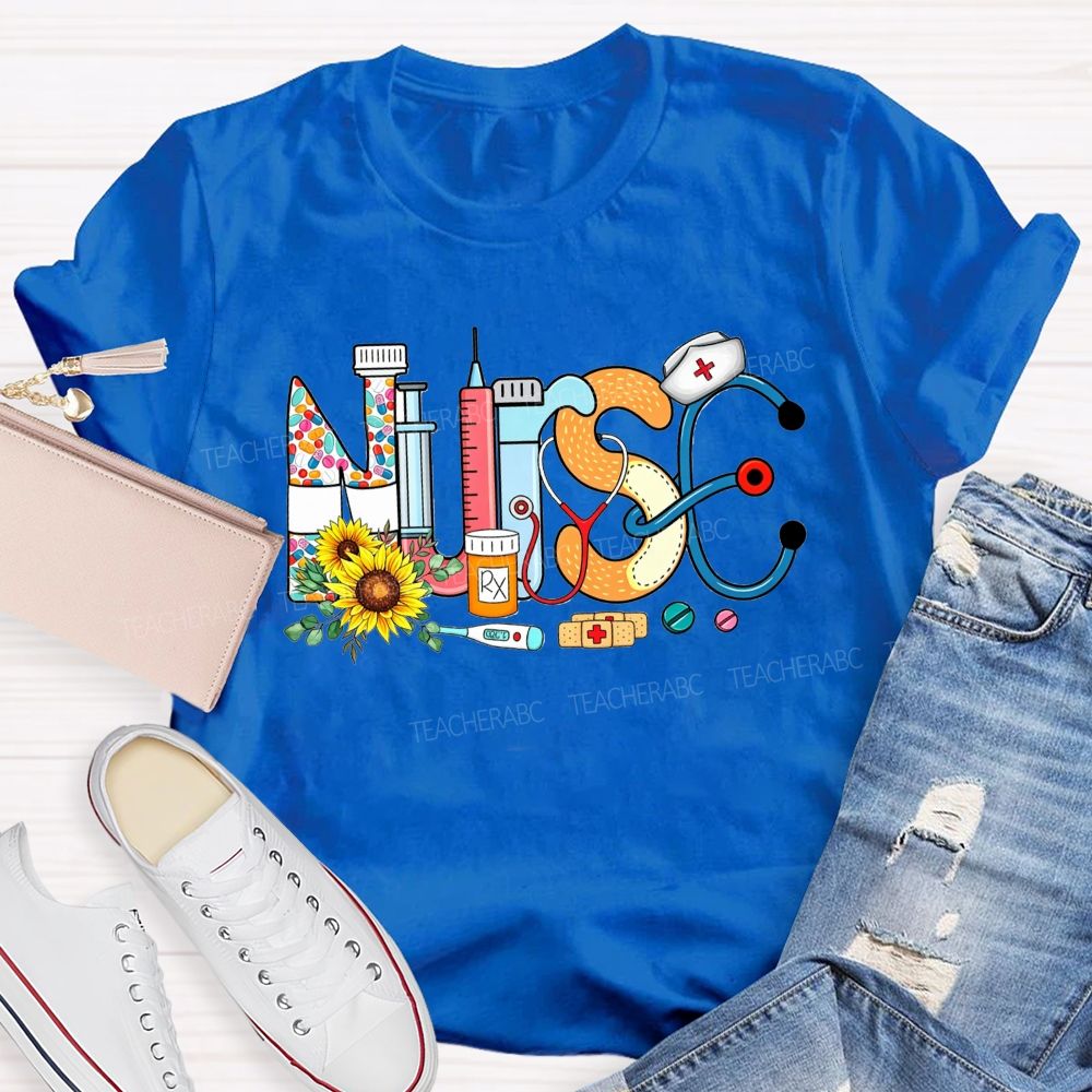 Nurse Hat Stethoscope Bandage Nurse Life T-shirt